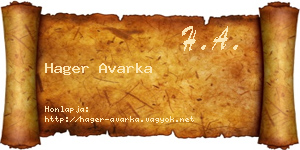 Hager Avarka névjegykártya